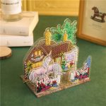 Egyszarvú gyémántszemes kirakó puzzle zöld fával