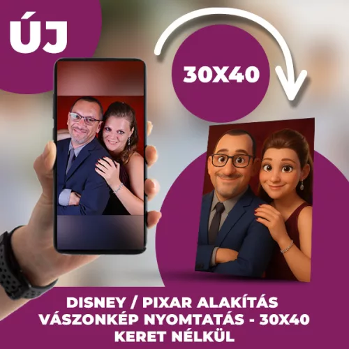 Egyedi Mesehős Kép vászonkép nyomtatás - Saját Fotódból Műalkotás 30x40 cm
