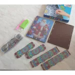 Mikulás sapkás cica fa doboz gyémántszemmel díszíthető