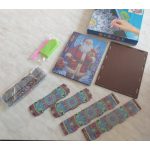 Mikulás sapkás kutyus fa doboz gyémántszemmel díszíthető