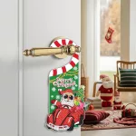 Karácsonyi ajtódísz - Gyémántszemes kirakó Mikulás Autóban