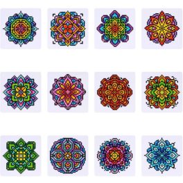   12 db-os Izgalmas mini kép gyémántszemes kirakó - Mini mandalák