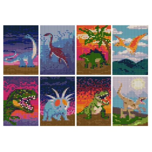 8 Izgalmas mini kép gyémántszemes kirakó - dinoszauruszok