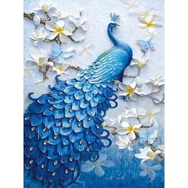 Kék Páva 40x50 négyzet alakú kreatív gyémánt kirakó