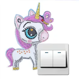   Unikornis gyémántszemmel kirakható dísz villanykapcsolóhoz