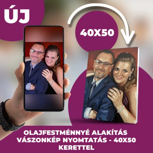 Egyedi Olajfestmény Kép vászonkép nyomtatás vakrámára feszítve - Saját Fotódból Műalkotás 40x50 cm