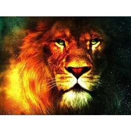   Szigorú oroszlán kör alakú kreatív gyémánt kirakó 30x40