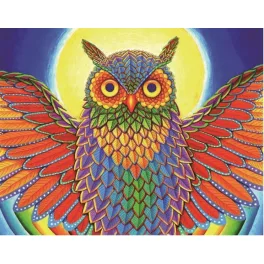 Hold bagoly kör alakú kreatív gyémánt kirakó 20x30