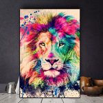 Színes oroszlán négyzet alakú kreatív gyémánt kirakó 40x50