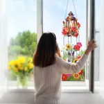 Gyémántszemmel kirakható lámpás szélcsengő álomfogó virágokkal Kreatív termék 