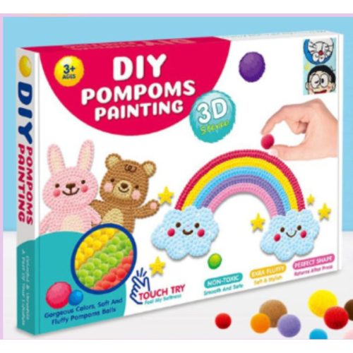 DIY Pompoms Painting - Kreatív 3D Pompon Képkészítő Szett