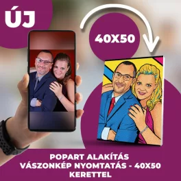   Egyedi PopArt Kép vászonkép nyomtatás vakrámára feszítve - Saját Fotódból Műalkotás 40x50 cm