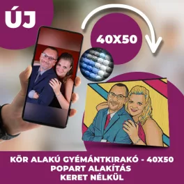   Gyémánt kirakó saját fotóról Pop Art stílusban  kör alakú gyémántszemekkel 40x50cm