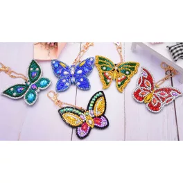 Öt Pillangó gyémántszemes kirakó kulcstartók 