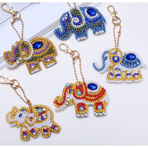 Indiai elefánt gyémántszemes kirakó kulcstartók 