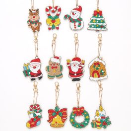 Mikulás Hóember Ünnepi gyémántszemes kirakó kulcstartók 
