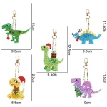 Karácsonyi dínók egy oldalon gyémántszemmel kirakható kulcstartók