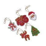 Karácsonyi 5 db-os gyémántszemes kirakó kulcstartók 