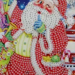 Mikulásos és Hóember gyémántszemes kirakó gyerekeknek 2 db 20x20 cm