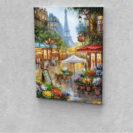   Virágárus Párizsban festés számok alapján kreatív készlet keret nélkül 40x50