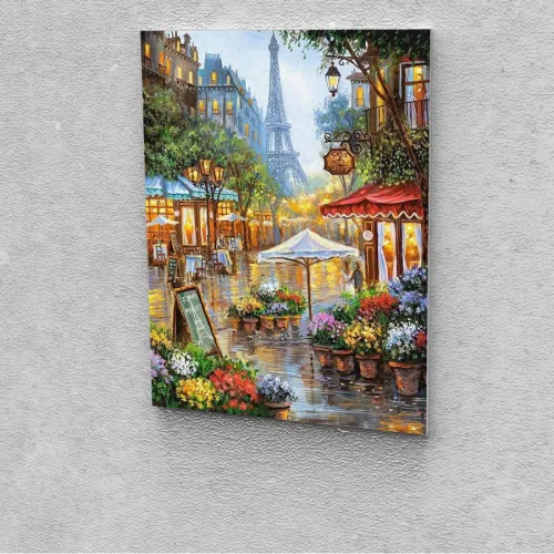 Virágárus Párizsban festés számok alapján kreatív készlet keret nélkül 40x50