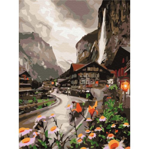 Svájci kisváros festés számok alapján kreatív készlet keret nélkül