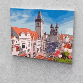   Prága belváros festés számok alapján kreatív készlet kerettel