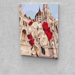   Parlament Rózsacsokorral festés számok alapján kreatív készlet kerettel