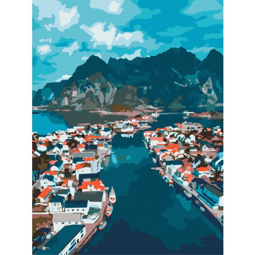 Norvég fjordok festés számok alapján kreatív készlet keret nélkül