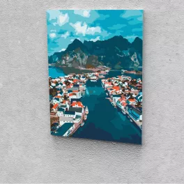   Norvég fjordok festés számok alapján kreatív készlet kerettel
