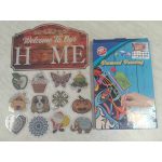 Home feliratú ajtódísz tábla cserélhető díszekkel részben kirakható felülettel