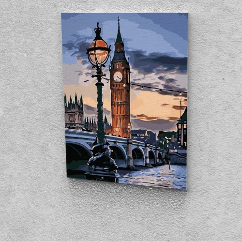 Big Ben naplementében festés számok alapján kreatív készlet 30x40