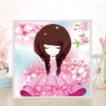 Rózsaszín ruhás lány gyémántszemes kirakó gyerekeknek kerettel