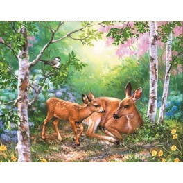   Őzikék négyzet alakú Gyémántszemes kirakó kerettel 40x50
