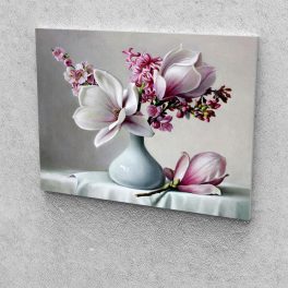   Magnólia vázában festés számok alapján kreatív készlet keret nélkül 40x50