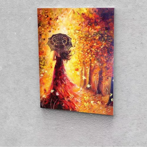 Esernyős hölgy festés számok alapján kreatív készlet keret nélkül 40x50