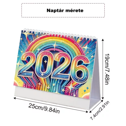 2026-os DIY Gyémántszemes Asztali Naptár –Hónak nevek a képeken