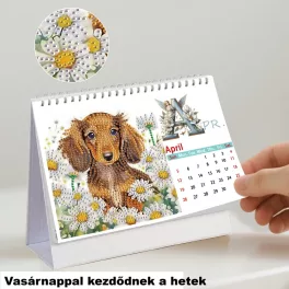 2026-os DIY Gyémántszemes Asztali Naptár –Kutyusos