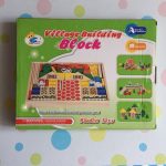 Fa építőjáték, 48 db-os készlet - Farm, állatok, járművek