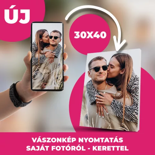 Vászonkép Nyomtatás 30x40 cm Vakrámára feszítve - Tedd felejthetetlenné a pillanatot!