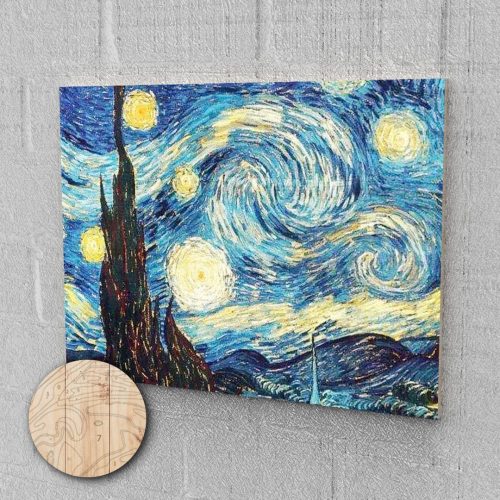 Fa alapú Van Gogh Csillagos Éj festés számok alapján kreatív készlet 40x50