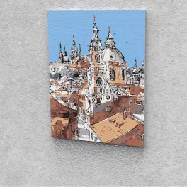   Város a tetőről festés számok alapján kreatív készlet 30x40
