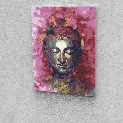 Buddha virágtengerben kör alakú kreatív gyémánt kirakó 40x50