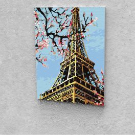   Eiffel-torony tavasszal festés számok alapján kreatív készlet kerettel 30x40