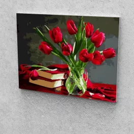   Tűzpiros tulipánok festés számok alapján kreatív készlet 30x40