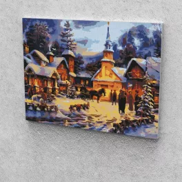 Téli falu festés számok alapján kreatív készlet 30x40