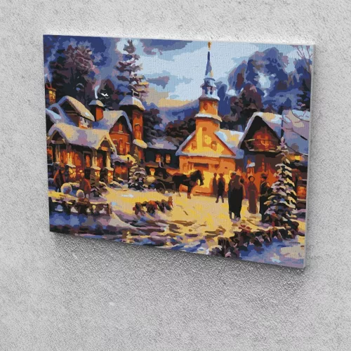 Téli falu festés számok alapján kreatív készlet 30x40