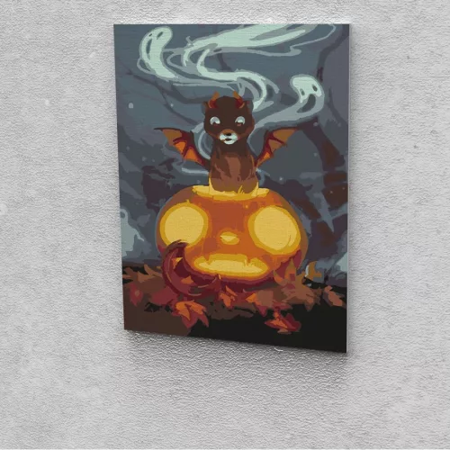 Halloweeni denevér  festés számok alapján kreatív készlet 30x40