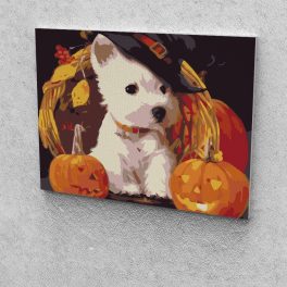   Halloweeni kutya festés számok alapján kreatív készlet 30x40