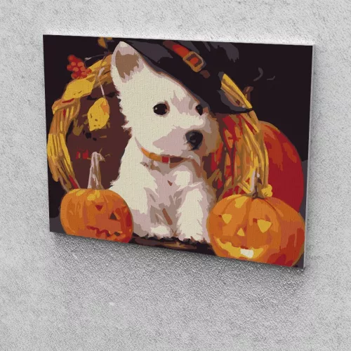 Halloweeni kutya festés számok alapján kreatív készlet kerettel